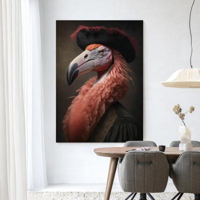 Urban Cotton Wandkleed 'Flamingo' 110 x 145cm in Frame - black