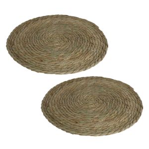 Set van 2x stuks pannen onderzetter van zeegras rond 36 x 36 cm