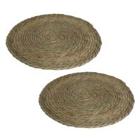 Set van 2x stuks pannen onderzetter van zeegras rond 36 x 36 cm