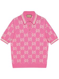 Gucci polo en maille intarsia - Rose