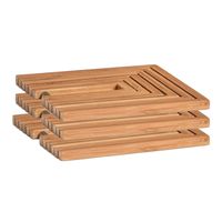 3x Houten pallet onderzetters voor pannen/schalen uitvouwbaar 19 x 19 cm - Panonderzetters - thumbnail