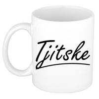 Tjitske Naam koffiemok - beker - met sierlijke letters - wit - 300 ml - Cadeau - Dames