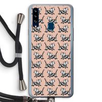 Zwarte poes: Samsung Galaxy A20s Transparant Hoesje met koord Zwarte poes: Samsung Galaxy A20s Transparant Hoesje met koord