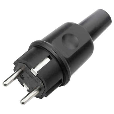Stekker rubber met randaarde (zwart)