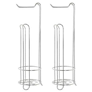 2x stuks wc/toiletrol houders staand zilver 60 cm