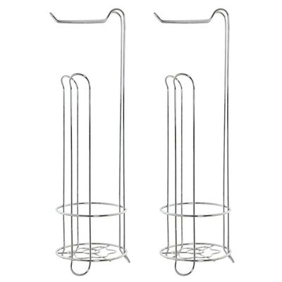 2x stuks wc/toiletrol houders staand zilver 60 cm