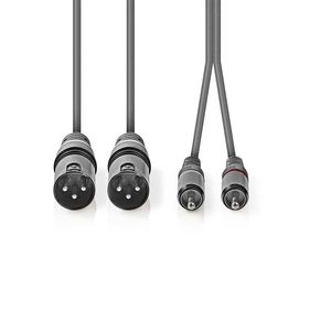 Nedis COTH15210GY30 audio kabel 3 m 2 x XLR (3-pin) 2 x RCA Grijs