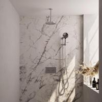 Brauer Chrome Carving Thermostatische Regendoucheset Inbouw - Hoofddouche 20 cm - Met Drukknoppen - Handdouche 3 Standen - Doucheslang - Geintegreerde Glijstang - Chroom