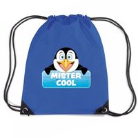 Mister Cool pinguin trekkoord rugzak / gymtas blauw voor kinderen   -