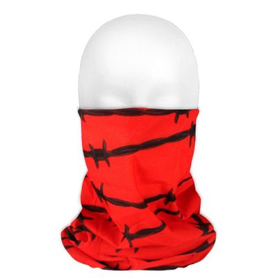 Multifunctionele morf sjaal rood/zwarte prikkeldraad print voor volwassenen