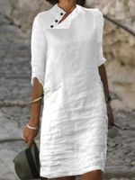 Regular Fit Casual Cotton And Linen Dress - thumbnail