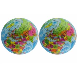 Anti- 2x -stress bal - planeet - aarde - 7 cm - wereldbol