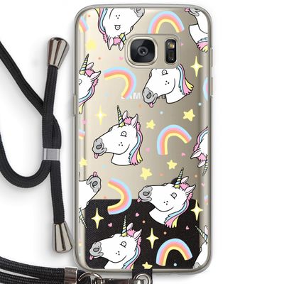 Rainbow Unicorn: Samsung Galaxy S7 Transparant Hoesje met koord