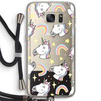 Rainbow Unicorn: Samsung Galaxy S7 Transparant Hoesje met koord