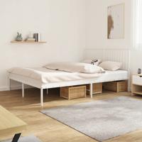 Bedframe met hoofdbord metaal wit 160x200 cm - thumbnail