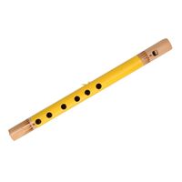 Gele fluit van bamboe 30 cm - thumbnail