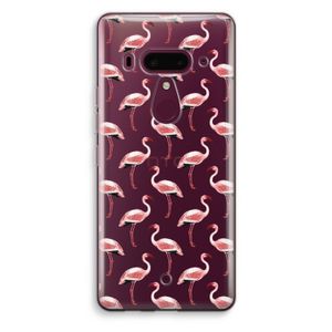 Flamingoprint groen: HTC U12+ Transparant Hoesje