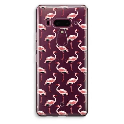Flamingoprint groen: HTC U12+ Transparant Hoesje