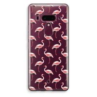 Flamingoprint groen: HTC U12+ Transparant Hoesje
