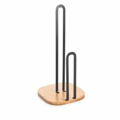 Houder voor keukenpapier DKD Home Decor 16 x 16 x 31,3 cm Natuurlijk Zwart Staal