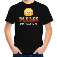 Funny emoticon t-shirt Please dont talk to me zwart voor kids