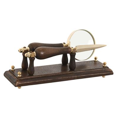 Vergrootglas Home ESPRIT Blik Mangohout 25 x 7 x 11 cm