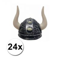 Viking helmen met twee hoorns 24 st   - - thumbnail