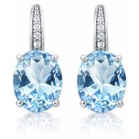 Cilla Jewels 925 Zilveren Oorbellen met Grote Blue Topaz Steen