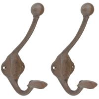 Esschert Design Wandhaken/kapstokhaken - 6x - hoed/kleding - 8 x 17 cm - gietijzer - Ophanghaken