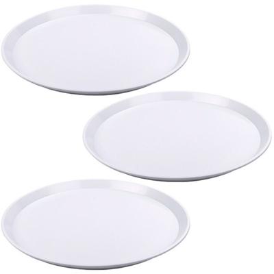 Dienblad - 6x stuks - wit - kunststof - D34x2 cm - rond - serveerblad - vaatwasserbestendig