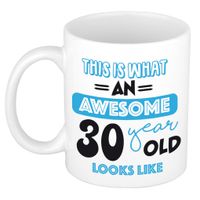 Verjaardag cadeau mok 30 jaar - blauw - grappige tekst - 300 ml - keramiek Verjaardag cadeau mok 30 jaar - blauw - grappige tekst - 300 ml - keramiek