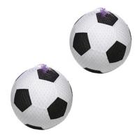 Softbal foam - 2x - voetbal print - wit - zacht - 50 cm - speelgoed ballen