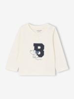 T-shirt baby met lange mouwen en print op de voorkant ecru