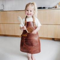 Leren kinderschort met naam - Mini - Bruin