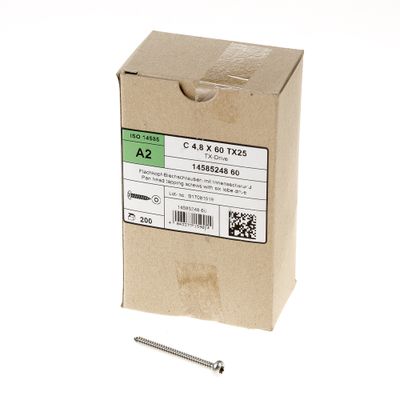 Plaatschroef rvs ck 4.8x60 torx