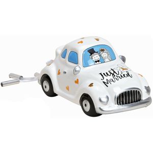 Spaarpot voor volwassenen Just Married - Keramiek - Auto in bruiloft thema - 16 x 8 cm