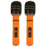 Set van 2x stuks neon oranje opblaasbare microfoon 40 cm