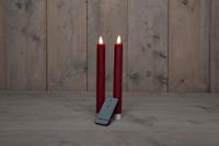 2PCS BORDEAUX RUSTIEK WAX DINER KAARS 23CM BEW. VLAM MET AFSTANDS BEDIENING 2XAA - Annas collection