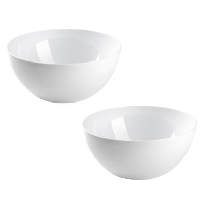 Keuken voedsel serveren schaal - 2x - D23 x H9 cm - kunststof - wit - 2900 ml