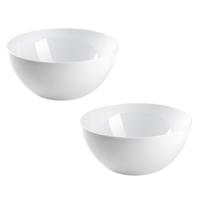 Keuken voedsel serveren schaal - 2x - D23 x H9 cm - kunststof - wit - 2900 ml