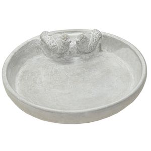 Mega Collections Vogelbad/voederschaal -  grijs -  cement -&amp;nbsp;D23 x H7 cm&amp;nbsp;- drinkschaal voor tuinvogels   -