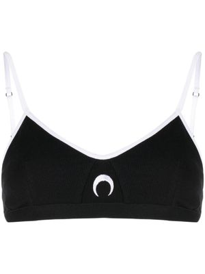 Marine Serre brassière de sport à logo brodé - Noir