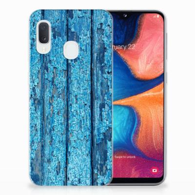 Samsung Galaxy A20e | Bumper Hoesje | Wood Blue