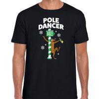 Foute humor Kerst t-shirt paaldanser rendier zwart voor heren