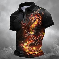 Donkere Vintage Sportkleding Abstract Voor heren POLO Shirt Korte mouw Buiten Straat Casual Zomer Lente Afdrukken Strijkijzer Zwart Polyester Lightinthebox