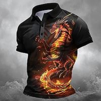 Donkere Vintage Sportkleding Abstract Voor heren POLO Shirt Korte mouw Buiten Straat Casual Zomer Lente Afdrukken Strijkijzer Zwart Polyester Lightinthebox