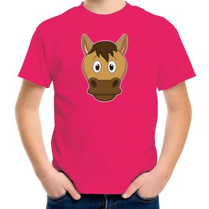 Cartoon paard t-shirt roze voor jongens en meisjes - Cartoon dieren t-shirts kinderen