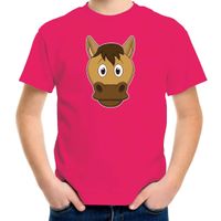 Cartoon paard t-shirt roze voor jongens en meisjes - Cartoon dieren t-shirts kinderen