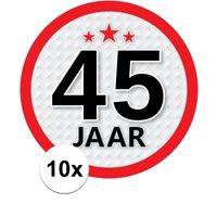 10x 45 Jaar leeftijd stickers rond 15 cm verjaardag versiering