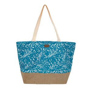 Strandtas palmbladeren blauw 37 x 39 cm